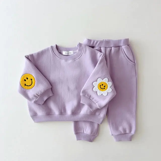 Smiley Sunflower Warm Baby Clothes Set